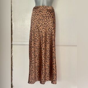 Sincerely Jules Leopard print satin Slip Maxi Skirt sz S